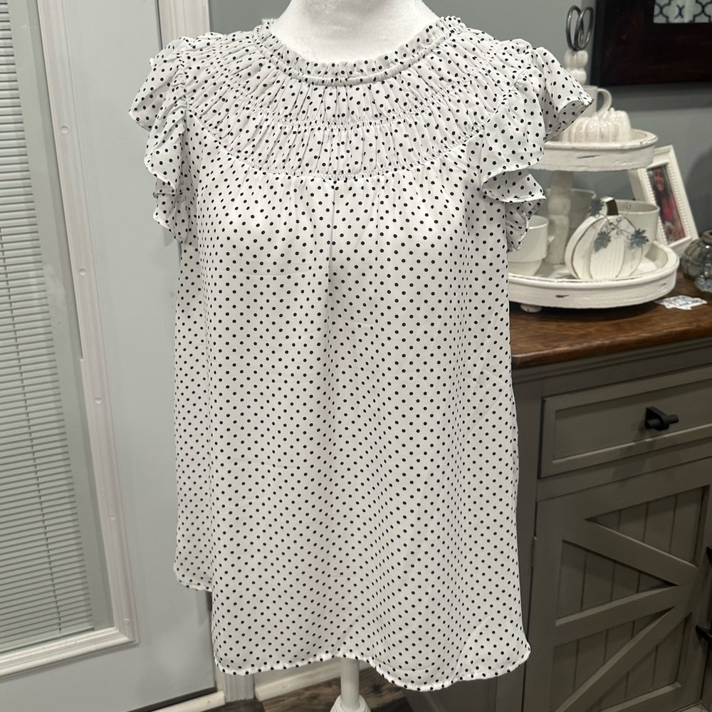 EUC Loft Polka Dot Flutter Sleeve Blouse